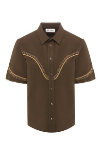 Блузка из смеси хлопка и льна Saint Laurent