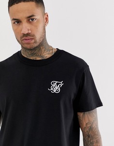 Черная oversize-футболка с логотипом SikSilk - Черный