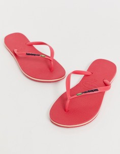 Ярко-розовые шлепанцы с логотипом Havaianas Brasil - Розовый