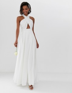 Свадебное платье с перекрестной отделкой спереди ASOS EDITION - Белый
