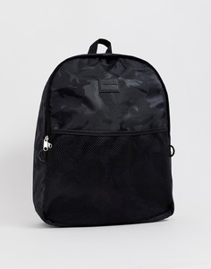Черный рюкзак с камуфляжным принтом и сетчатым карманом ASOS DESIGN - Черный