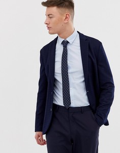 Темно-синий блейзер с отделкой кроше River Island - Темно-синий
