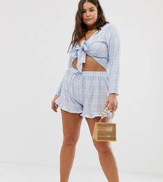 Шорты в клетку с оборками Urban Bliss Plus - Синий