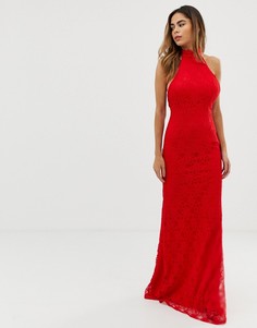 Платье макси с халтером и кружевной отделкой Liquorish - Красный