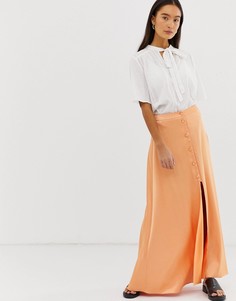 Атласная юбка макси на пуговицах ASOS DESIGN - Оранжевый
