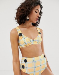 Бикини-топ в клетку ASOS WHITE - Желтый