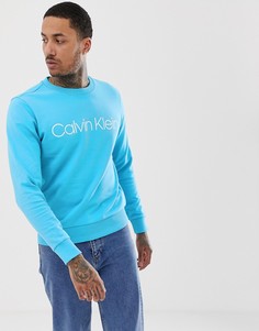 Голубой свитшот с большим логотипом Calvin Klein - Синий