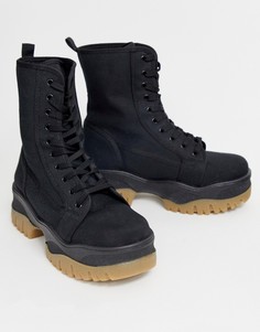 Черные парусиновые ботинки на шнуровке ASOS DESIGN Amber - Черный