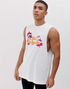 Свободная футболка без рукавов с принтом ASOS DESIGN - Белый