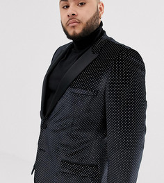 Черный бархатный приталенный блейзер с блестящими полосками ASOS DESIGN - Черный