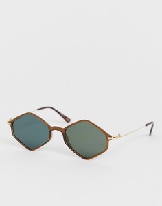 Солнцезащитные очки с металлическими дужками ASOS DESIGN - Коричневый