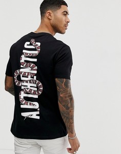 Свободная футболка с принтом змеи и надписью на спине ASOS DESIGN - Черный
