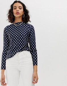 Темно-синий топ в горошек River Island - Темно-синий