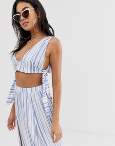 Пляжный кроп-топ в полоску с завязками по бокам ASOS DESIGN - Мульти
