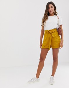 Льняные шорты с завязкой на поясе ASOS DESIGN - Зеленый