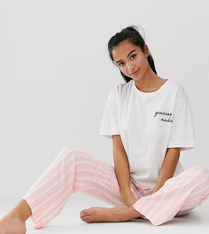 Комбинируемые пижамные брюки в полоску ASOS DESIGN Petite - Розовый