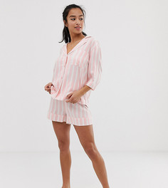 Комбинируемая пижамная рубашка в полоску ASOS DESIGN Petite - Розовый