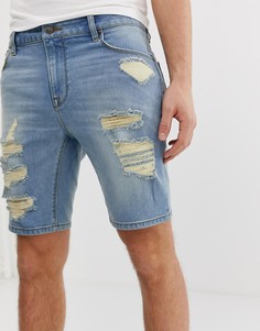 Джинсовые шорты скинни с рваной отделкой ASOS DESIGN - Синий