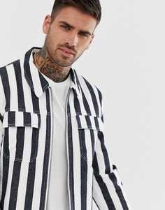 Куртка в полоску с молнией ASOS DESIGN - Черный