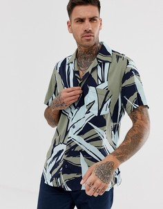 Светло-зеленая рубашка с принтом и отложным воротником BOSS Rhythm - Зеленый