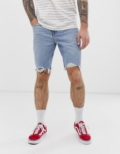 Светлые винтажные джинсовые шорты слим плотностью 12,5 унции ASOS DESIGN - Синий