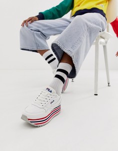 Белые кроссовки с полосками Fila - Белый