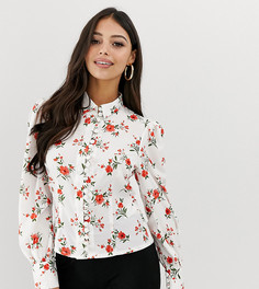 Рубашка на пуговицах с цветочным принтом Fashion Union Petite - Белый
