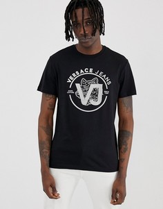 Черная футболка с золотистым логотипом Versace Jeans - Черный