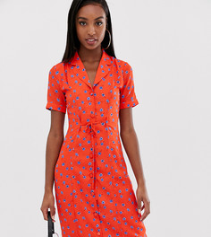 Платье-рубашка миди с цветочным принтом Fashion Union Tall - Красный