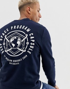 Темно-синий свитшот с принтом на спине ASOS DESIGN - Темно-синий