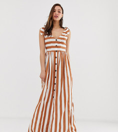 Свободное платье макси в полоску на пуговицах ASOS DESIGN Tall - Мульти
