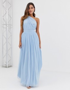 Платье макси из тюля на одно плечо ASOS DESIGN - Синий