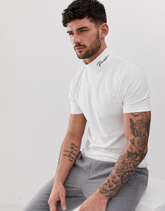 Белая футболка с высоким воротом River Island - Белый