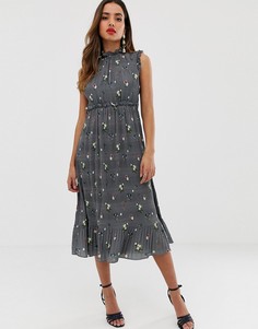 Плиссированное платье миди Ted Baker Toppaz Оracle - Серый