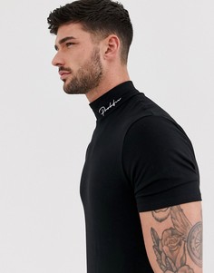 Черная футболка с высоким воротом River Island - Черный