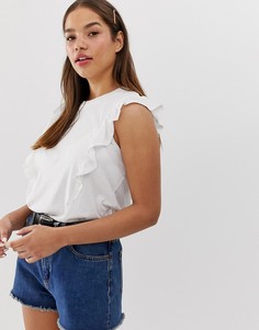Блузка с оборками на плечах Monki - Белый