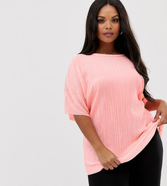 Плиссированная футболка ASOS DESIGN Curve - Оранжевый