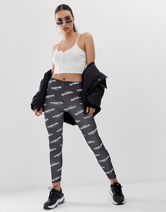Леггинсы в рубчик с принтом tokyo ASOS DESIGN - Черный