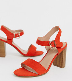 Оранжевые босоножки для широкой стопы на блочном каблуке New Look - Оранжевый