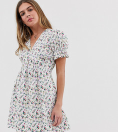 Чайное платье мини с винтажным цветочным принтом Wednesdays Girl - Белый