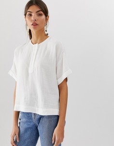 Свободная хлопковая рубашка с круглым вырезом Y.A.S - Белый