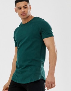 Длинная премиум-футболка с асимметричным краем Jack & Jones - Зеленый