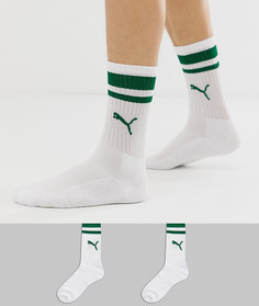 2 пары зеленых носков с логотипом Puma - Зеленый