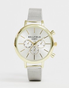 Женские часы-хронограф с золотистым корпусом и серебристым браслетом Bellfield - Серебряный