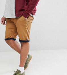 Эластичные шорты чиносы табачного цвета с контрастными отворотами Duke King Size - Коричневый
