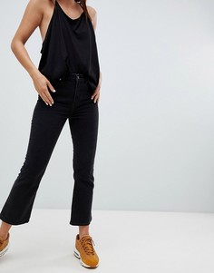 Укороченные джинсы с завышенной талией Weekday - Черный