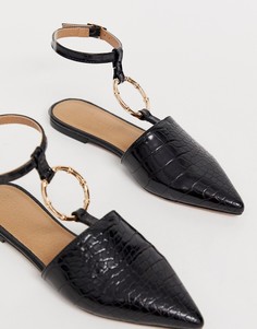 Балетки с кольцом под бамбук ASOS DESIGN Likeable - Черный