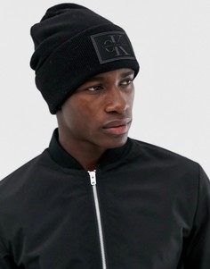 Черная шапка-бини с логотипом Calvin Klein - Черный