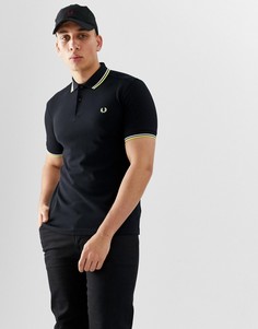 Черное поло с двойным кантом Fred Perry - Черный