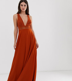 Платье макси без рукавов с кружевным лифом ASOS DESIGN Tall - Белый